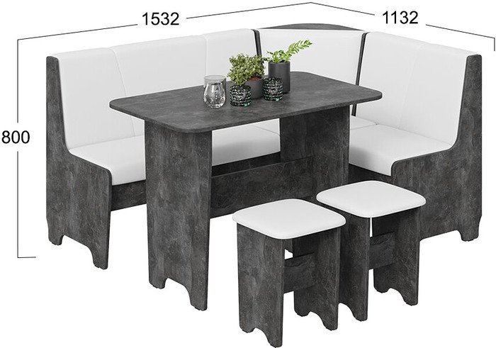 Обеденная группа Трия Техас исп. 1 (ателье темный/экокожа белый) - фото2