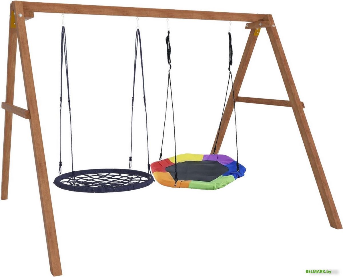 Стационарные качели Капризун Деревянные с гнездом Гексагон и гнездом 100 Р911-60 - фото