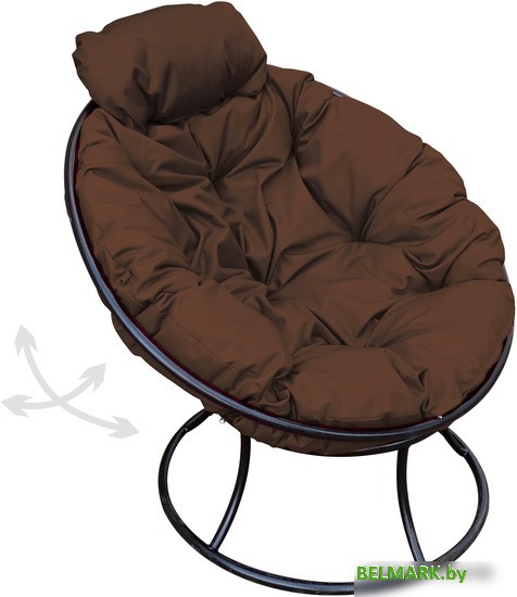 Кресло M-Group Папасан пружинка мини 12080405 (черный/коричневая подушка) - фото