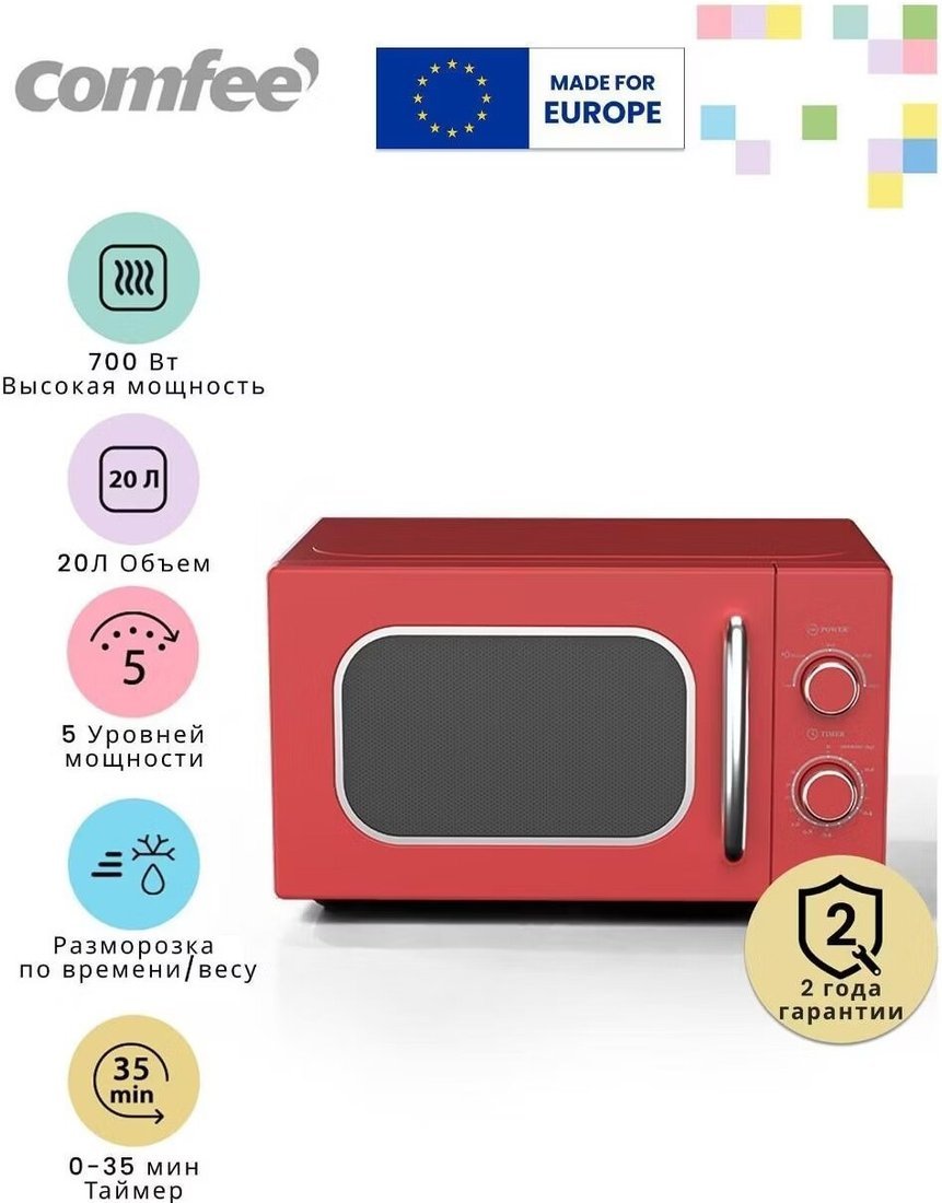 Микроволновая печь Comfee CMW207M2RA-R - фото2