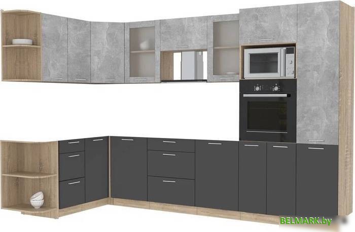 Готовая кухня Интерлиния Мила 1.68x3.2 левая без столешницы (бетон/антрацит) - фото