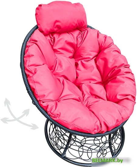 Кресло M-Group Папасан пружинка мини 12090408 (черный ротанг/розовая подушка) - фото