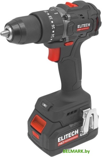 Ударная дрель-шуруповерт ELITECH HD Professional CD 20ISL2 E2201.041.02 (с 2-мя АКБ 4 Ач, кейс) - фото