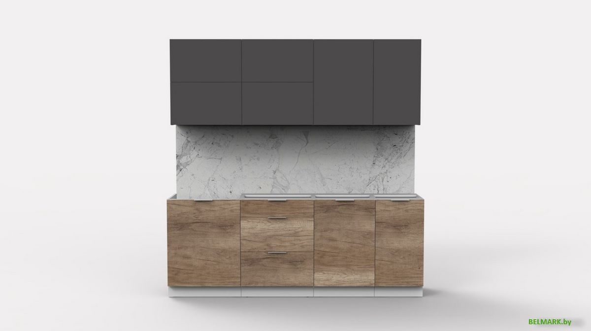 Готовая кухня Интермебель Микс Топ-36 2.1м без столешницы (графит серый/дуб каньон) - фото2