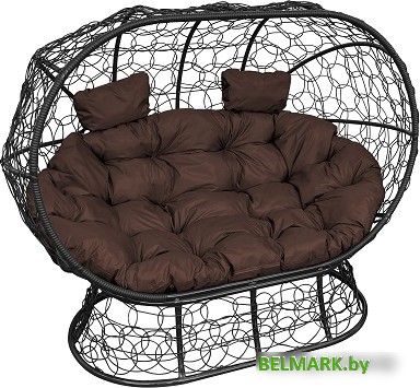 Садовый диван M-Group Лежебока 11190405 (на подставке с черным ротангом/коричневая подушка) - фото