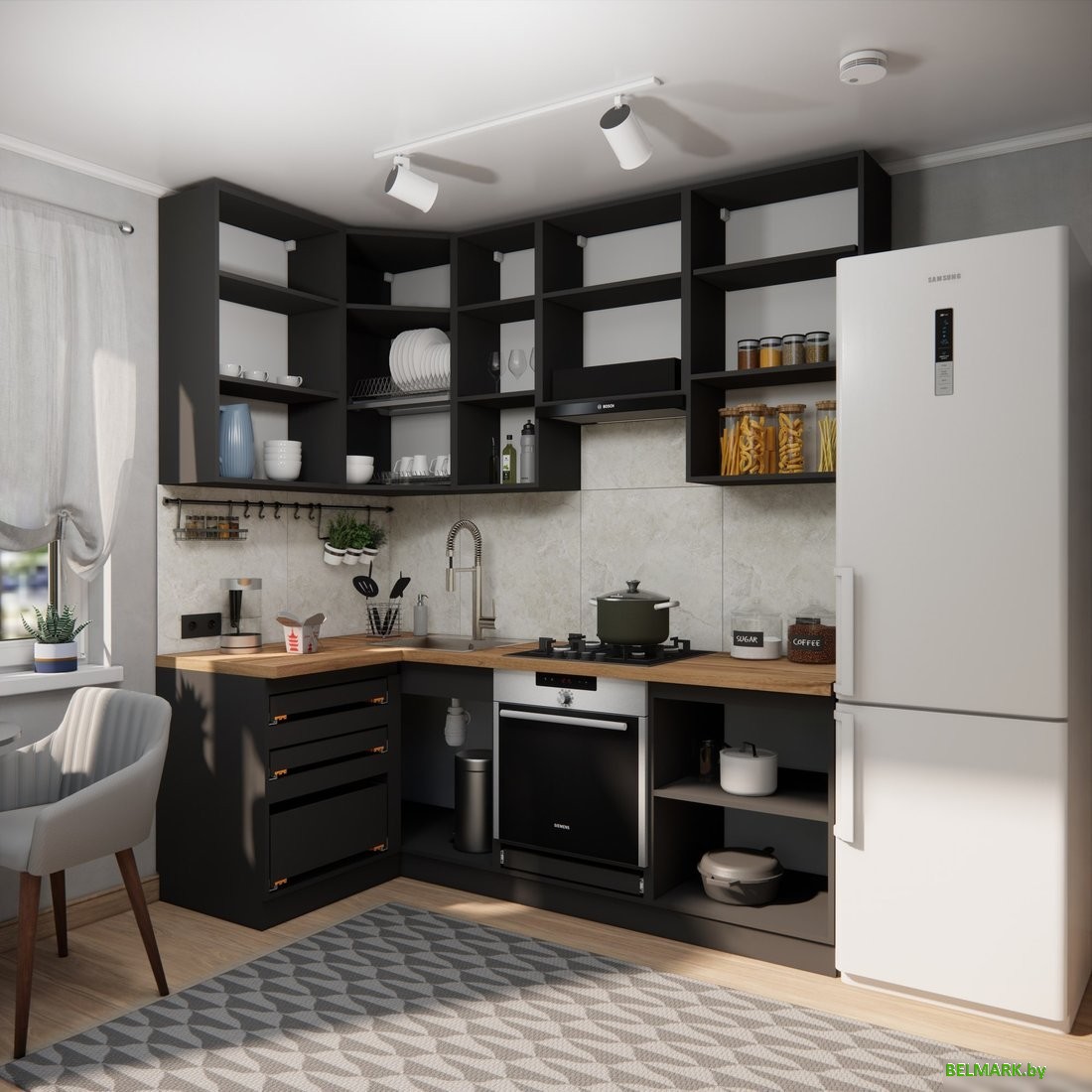 Готовая кухня ВерсоМебель Эко Премиум 1.2x2.0 левая (пудровый/ст. дуб вотан) - фото2