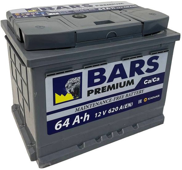 Автомобильный аккумулятор BARS Premium 64 R+ (64 А·ч) - фото