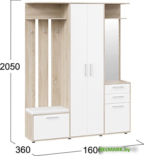 Стенка Трия Витра тип 2 (дуб сонома/белый ясень) - фото2