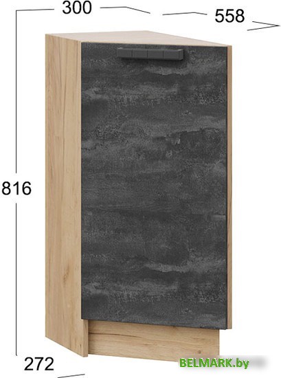 Шкаф напольный Трия Детройт 1Н3Т (дуб крафт золотой/угольный камень) - фото2