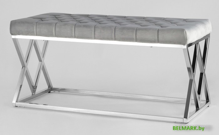 Пуфик Stool Group Инсигния Bench-011-GR (вельвет серый/сталь серебристый) - фото
