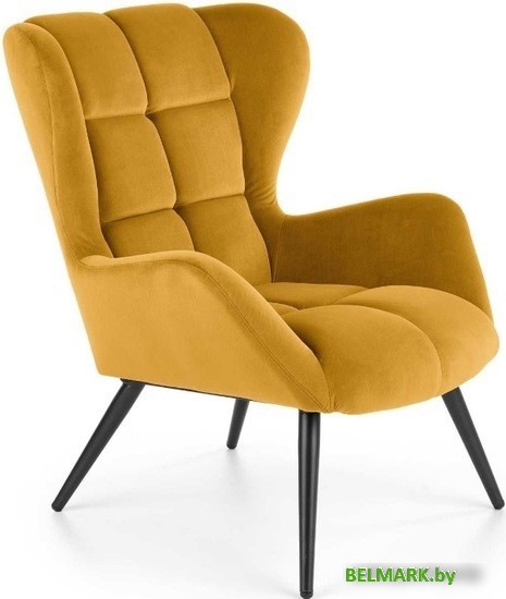 Интерьерное кресло Halmar Tyrion (горчичный/черный) - фото