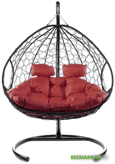 Подвесное кресло M-Group Для двоих 11450402 (черный ротанг/бордовая подушка) - фото2