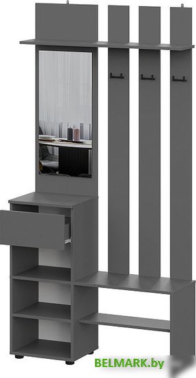 Горка NN мебель Денвер с зеркалом (графит серый) - фото2
