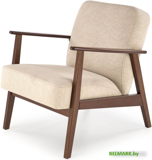 Интерьерное кресло Halmar Milano 1S tap. Castel 15 (бежевый/орех) - фото
