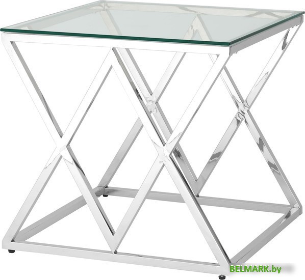Журнальный столик Stool Group Инсигния 55x55 EET-026 (прозрачное стекло/сталь серебристый) - фото