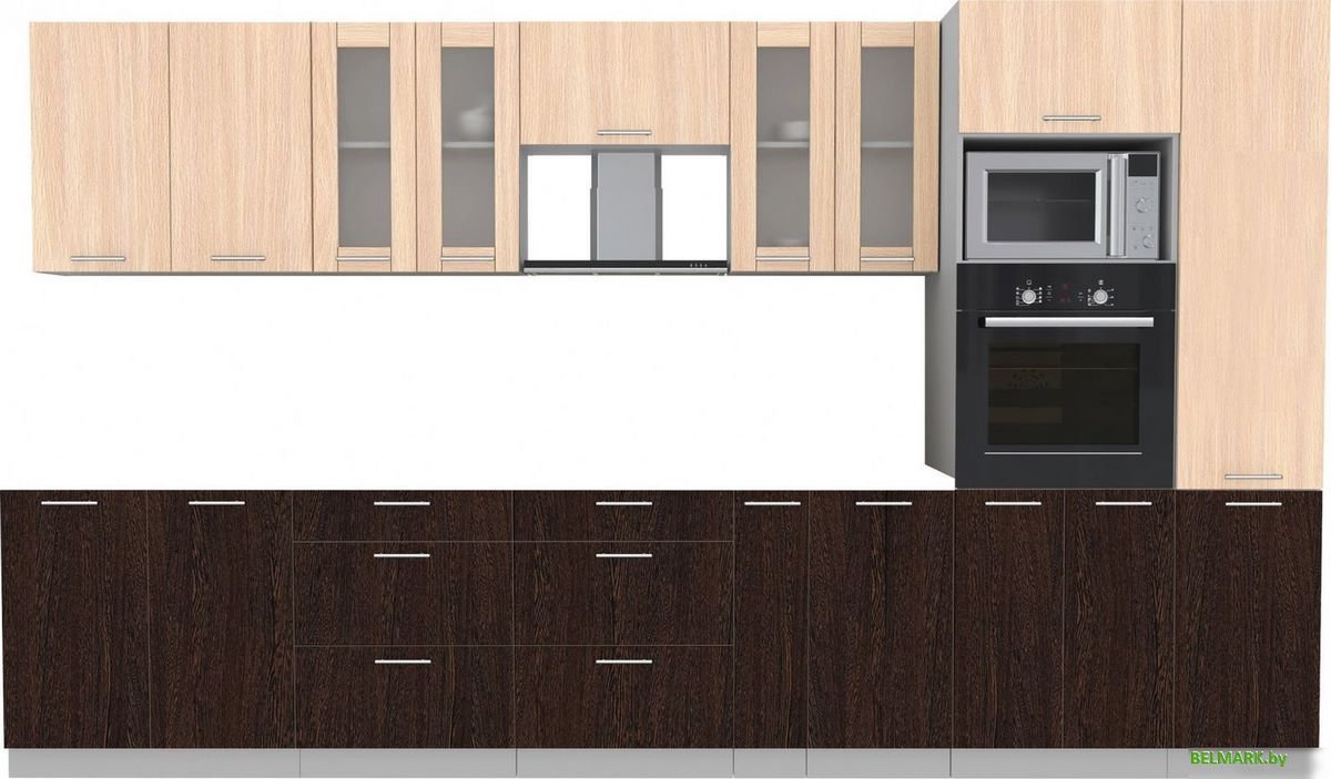 Готовая кухня Интерлиния Мила 3.6 ВТ без столешницы (дуб молочный/дуб венге) - фото