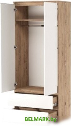 Шкаф распашной Памир Гретта 2С2Я (крафт золотой/белый) - фото2