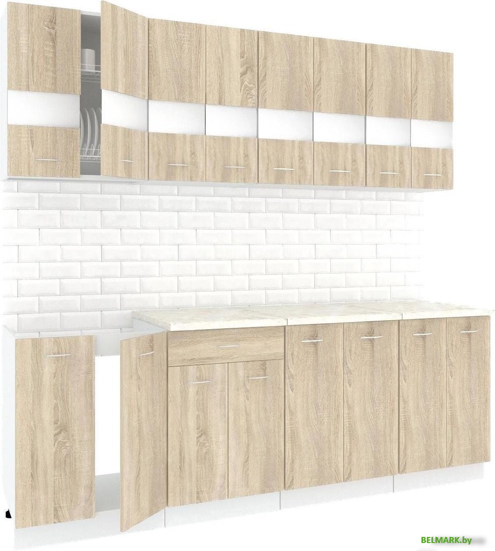 Готовая кухня Кортекс-мебель Корнелия Экстра 2.3м (дуб сонома/королевский опал) - фото