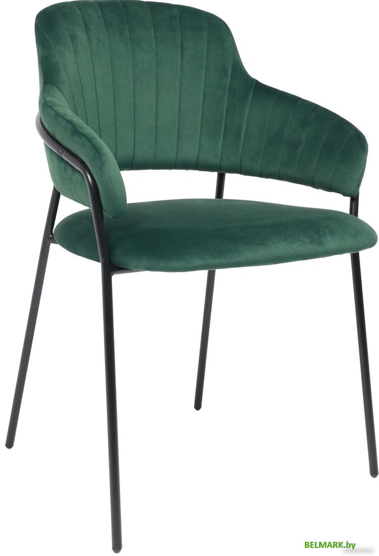 Стул с подлокотниками Алвест AV 448 (темно-зеленый бархат/черный) - фото