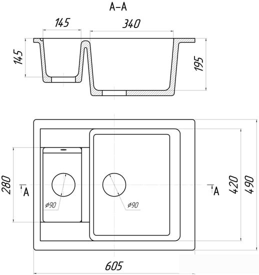 Кухонная мойка Gerhans C01 (бежевый) - фото2