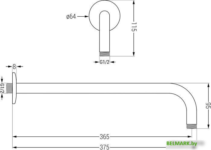 Держатель верхнего душа Mexen Chrome 79211-70 - фото2