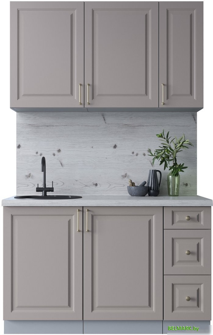 Готовая кухня Интерлиния Мила Шато 1.3А (луна/луна/бискайская сосна) - фото