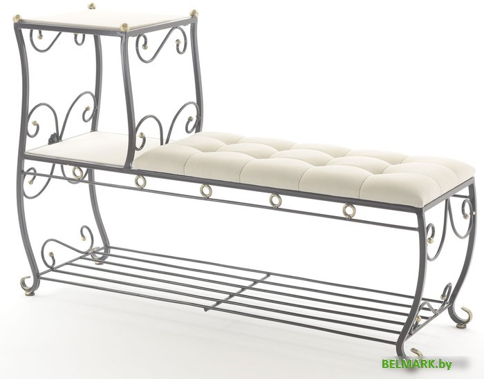 Банкетка AMC 8(1200)23 с этажеркой (коричневый/бежевый) - фото