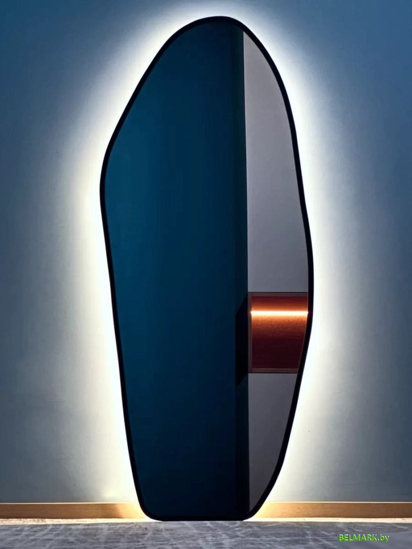 Зеркало с подсветкой eMZe 49х115 LED.UV.NF.49.115.CHE.4K (черный с УФ-окантовкой и подсветкой) - фото