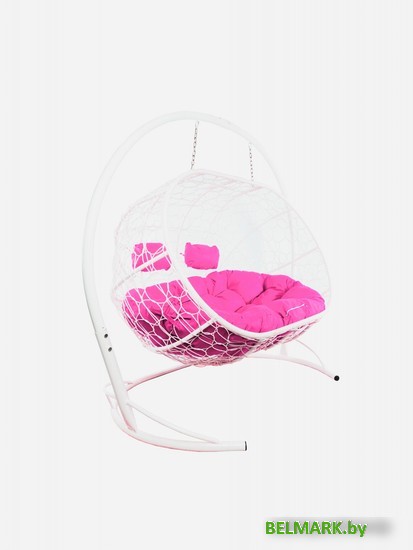 Подвесной диван M-Group Лежебока 11180108 (с белым ротангом/розовая подушка) - фото2