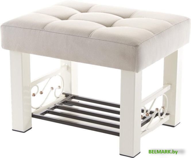 Банкетка AMC Lux 5 с полкой ткань бежевый/бежевый/коричневый 5.2Б60332 - фото