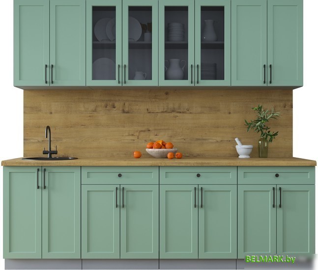 Готовая кухня Интерлиния Тренд 2.4А (мята/мята/дуб бунратти) - фото