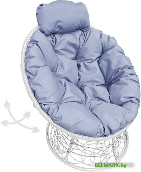 Кресло M-Group Папасан пружинка мини 12090109 (белый ротанг/серая подушка) - фото