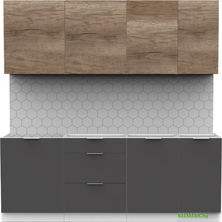 Готовая кухня Интермебель Микс Топ-6 2.1м без столешницы (дуб каньон/графит серый) - фото