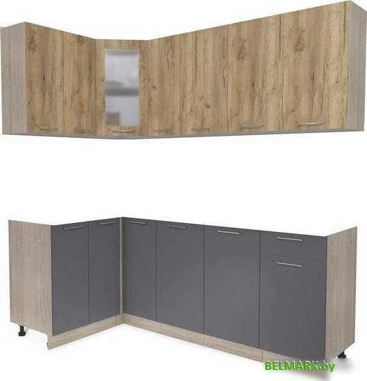 Готовая кухня Интерлиния Мила 12x21 без столешницы (дуб золотой/антрацит) - фото