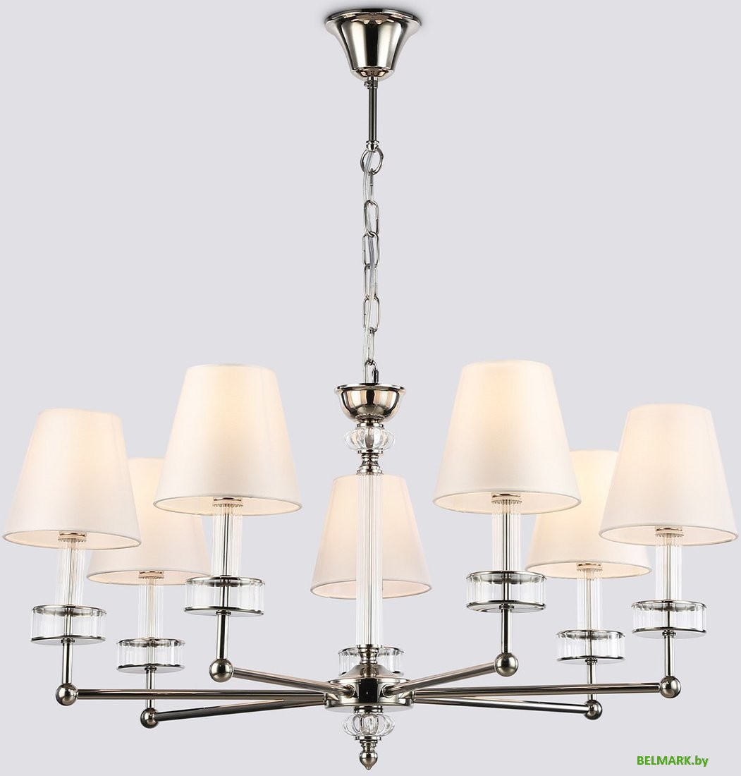 Подвесная люстра Ambrella LH71003/7 BN/WH (никель/белый) - фото