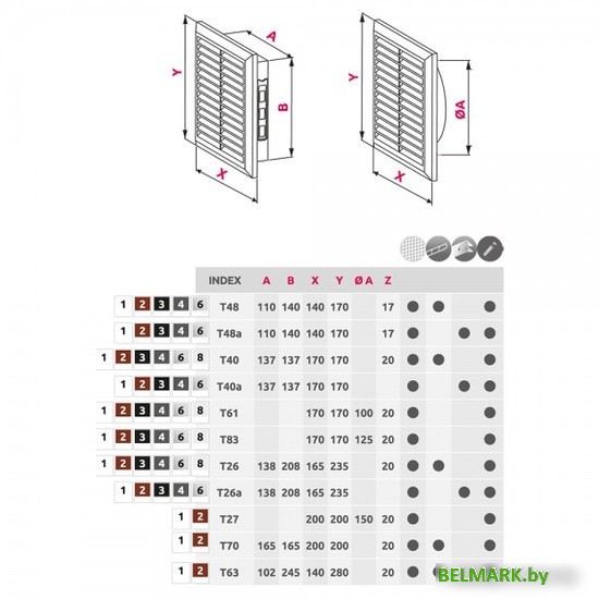 Вентиляционная решетка Awenta Classic T48a 14x17 (белый) - фото2