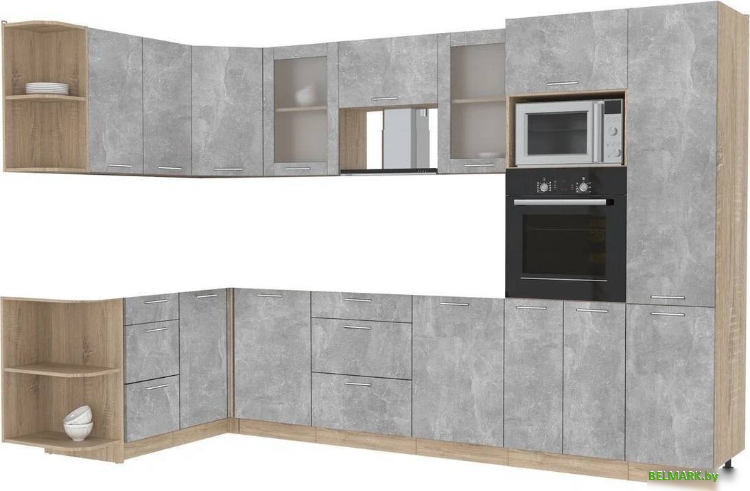 Готовая кухня Интерлиния Мила 1.68x3.2 левая без столешницы (бетон/бетон) - фото
