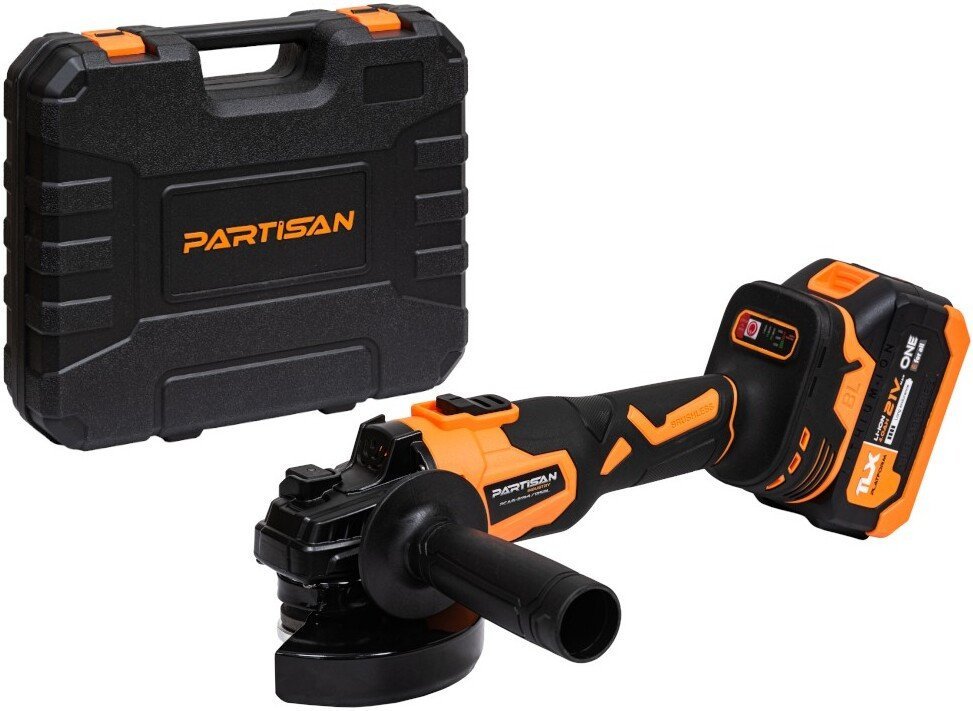 Угловая шлифмашина Partisan PCAG 2194/125BL (с 2-мя АКБ, кейс) - фото
