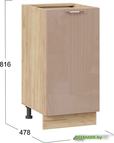 Шкаф напольный Трия Весна 1Н4 (дуб крафт золотой/кофе с молоком) - фото2