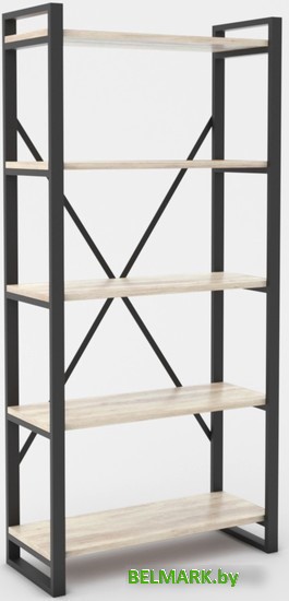 Стеллаж Hype Mebel Стандарт-2 50x200 (черный/древесина белая) - фото