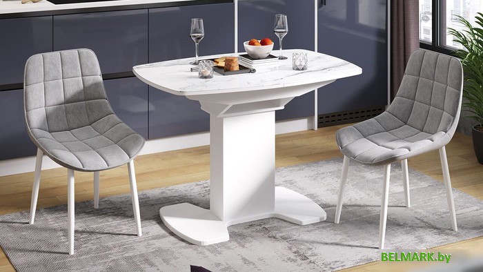 Кухонный стол Трия Портофино СМ(ТД)-105.01.11(1) (белый глянец/стекло белый мрамор) - фото