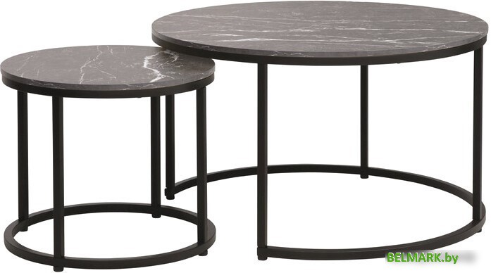 Журнальный столик Signal DION (2 шт., черный мрамор/черный) - фото