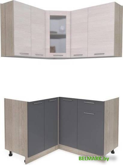 Готовая кухня Интерлиния Мила 12x13 без столешницы (вудлайн кремовый/антрацит) - фото