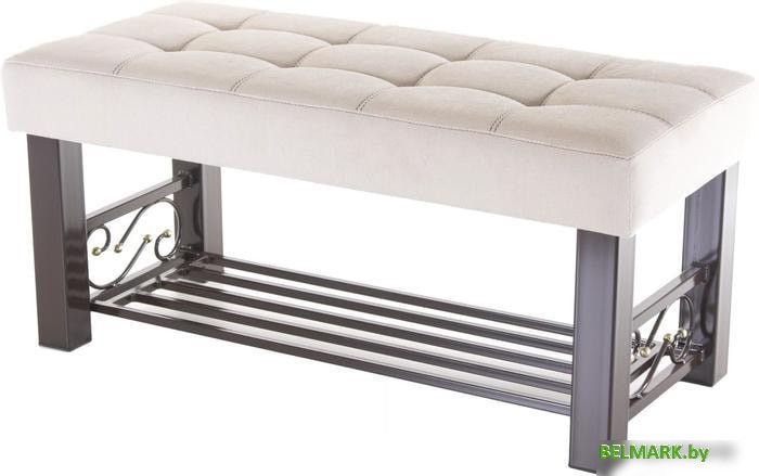 Банкетка AMC Lux 5 с полкой ткань коричневый/бежевый/коричневый 5.2Б100232 - фото