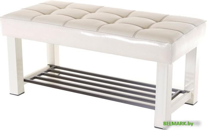 Банкетка AMC Lux 4 с полкой кожзам бежевый/бежевый/коричневый 4.1Б100332 - фото