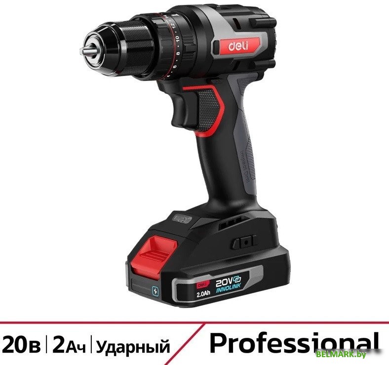 Ударная дрель-шуруповерт Deli DE-CZ20-2D2 (с 2-мя АКБ, сумка) - фото