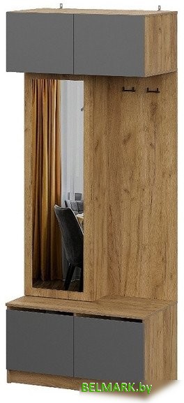 Стенка Mio Tesoro Авиньон (дуб крафт золотой/графит серый) - фото