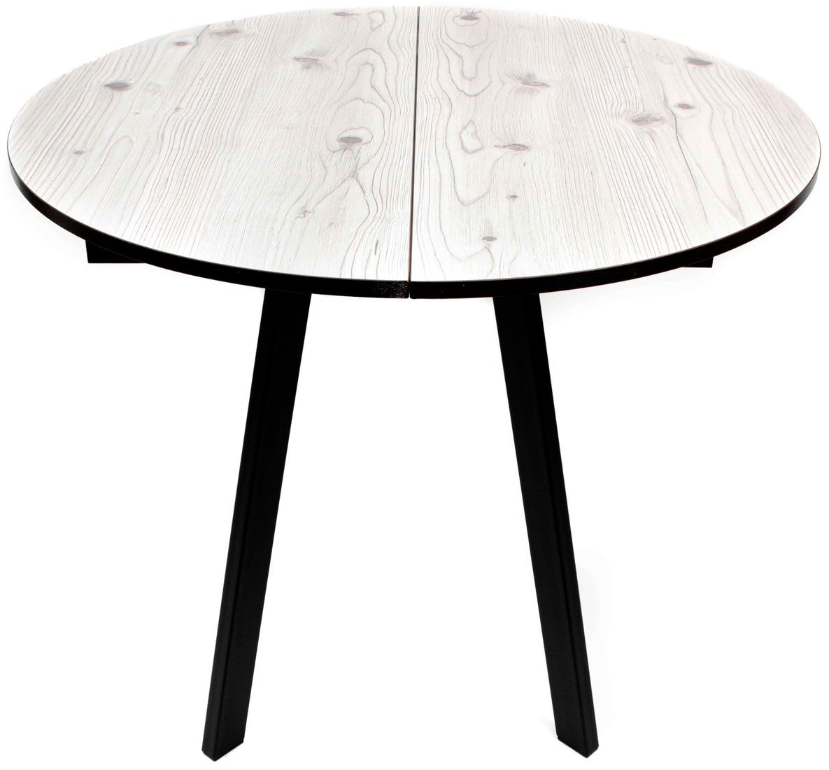 Кухонный стол ВВР Элип-2 (бискайская сосна/черный профиль, пластик) - фото