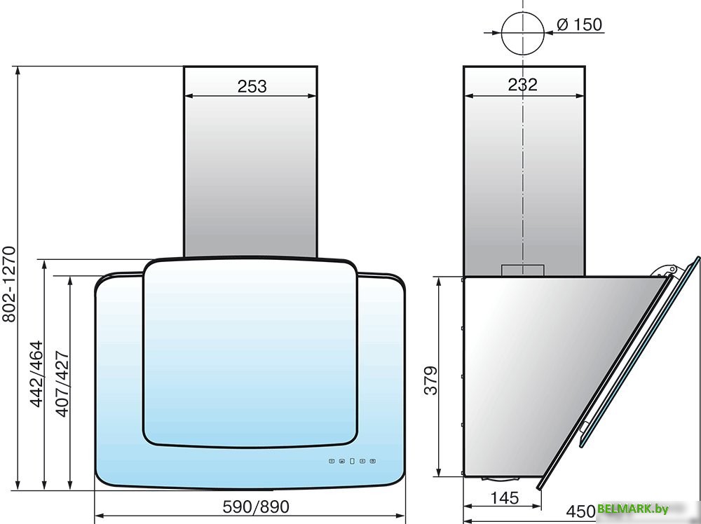 Кухонная вытяжка Elikor КВАРЦ 90П-1000-Е4Д (белый) (934347) - фото2