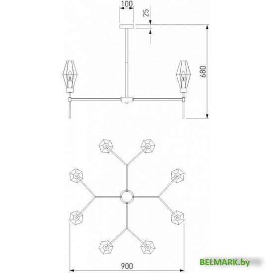 Подвесная люстра Евросвет Prism 60143/8 латунь - фото2